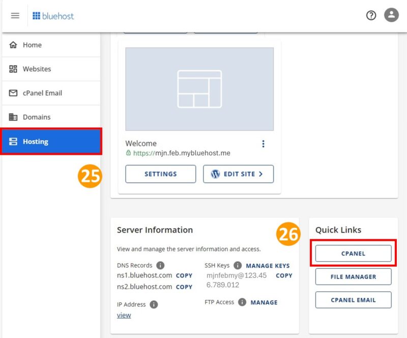 Server Settings of Bluehost | Making a homepage to start from scratch ...