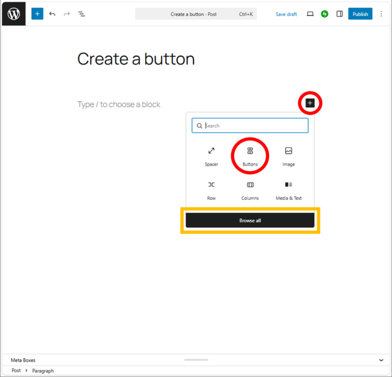 WordPress — Create buttons | Making a homepage to start from scratch ...
